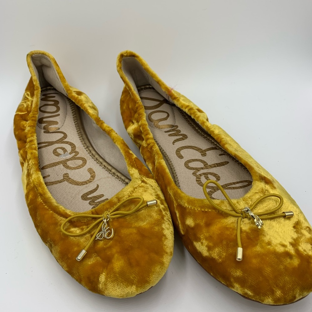 Sam Edelman gold crash velvet flats